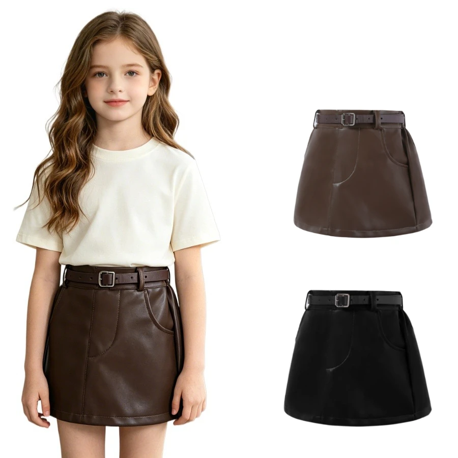 Girls Faux Leather Mini Skirt High Waist A-Line with Belt for Kids Birthday Party School Daily Holiday Casual Performance Outfit
Girls Faux Leather Mini Skirt High Waist A-Line with Belt for Kids Birthday Party School Daily Holiday Casual Performance Outfit