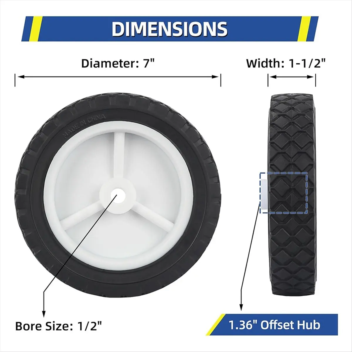 A95G 2 Pack 7 Inch Wheels Hand Trucks Wheels, Replacement Wheels Fit for Lawn Mower Wagon Utility Cart
A95G 2 Pack 7 Inch Wheels Hand Trucks Wheels, Replacement Wheels Fit for Lawn Mower Wagon Utility Cart