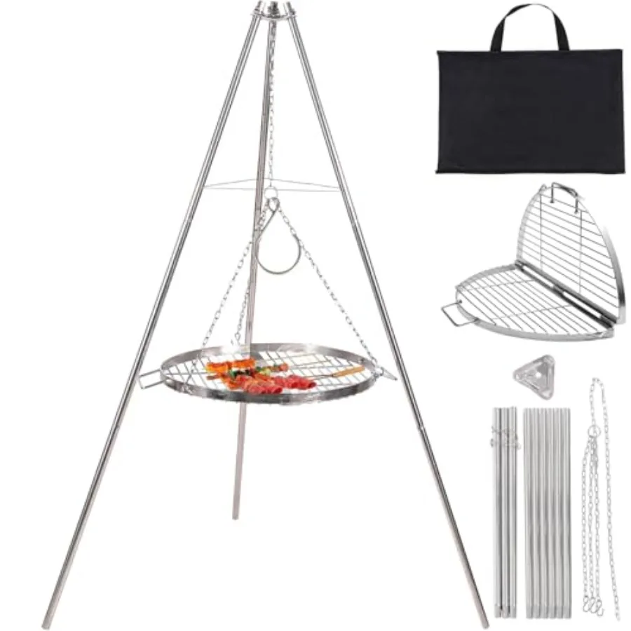 Campfire Tripod Grill for Cooking Durable Stainless Steel Camping Fire Tripod Grill with Round Grate and Carrying Bag for Outdo
Campfire Tripod Grill for Cooking Durable Stainless Steel Camping Fire Tripod Grill with Round Grate and Carrying Bag for Outdo