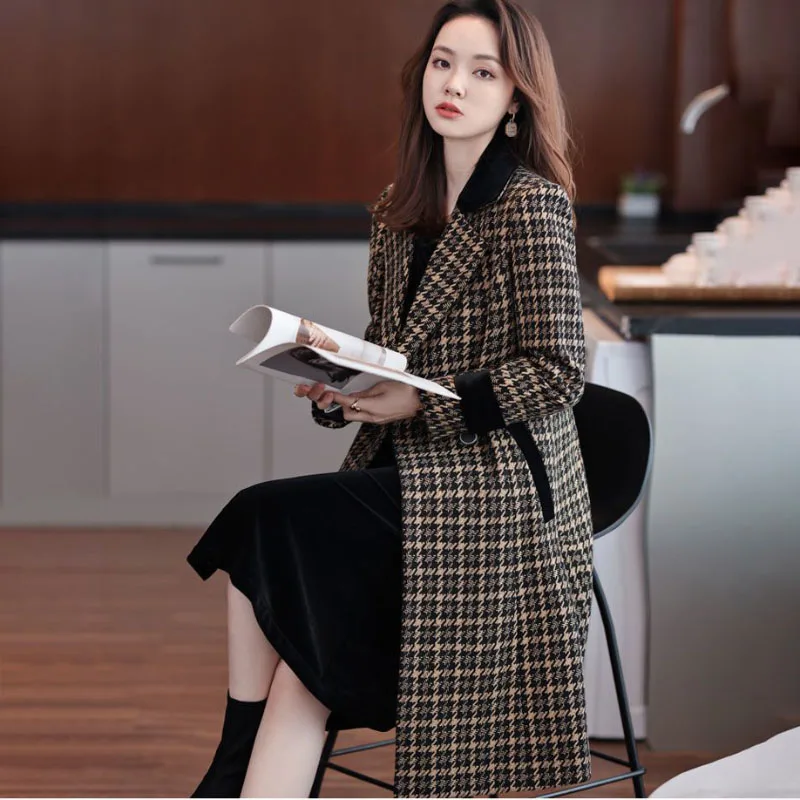 Plaid Casual Windbreaker Jacket Women's Overcoat Long Double-Breasted Coat Autumn Winter New Korean Loose Windbreakers Coat
Plaid Casual Windbreaker Jacket Women's Overcoat Long Double-Breasted Coat Autumn Winter New Korean Loose Windbreakers Coat