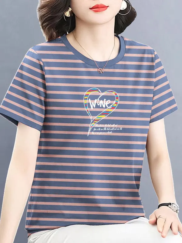 plus Size Mom Summer 2026 New Korean Loose Belly Covering Striped Fashion Short Sleeve T-Shirt Women Slimming Top
plus Size Mom Summer 2026 New Korean Loose Belly Covering Striped Fashion Short Sleeve T-Shirt Women Slimming Top