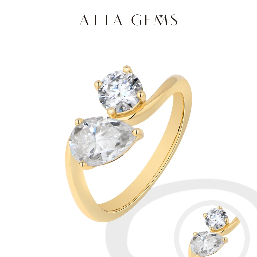 ATTAGEMS Toi Et Moi Moissanite Rings 925 Sterling Silver Pear&Round Cut Two Stone Bypass Ring forWomen Engagement Bridal Jewelry
ATTAGEMS Toi Et Moi Moissanite Rings 925 Sterling Silver Pear&Round Cut Two Stone Bypass Ring forWomen Engagement Bridal Jewelry