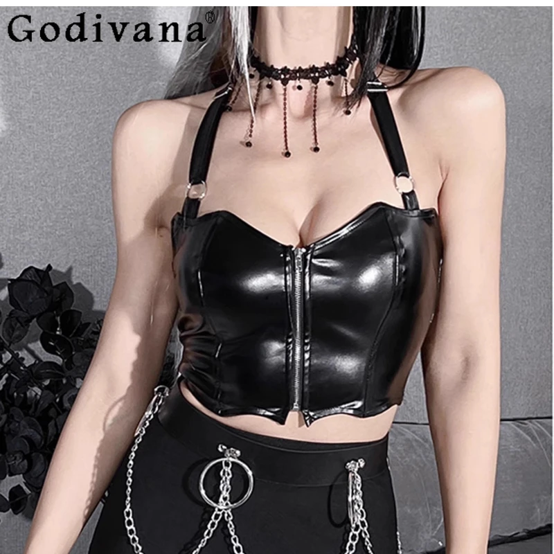 2025 New Personality Gothic Black Blouse Chain Long Sleeve Singing Short Cardigan Sexy Chic Short Skirt Leather Suspender Top
2025 New Personality Gothic Black Blouse Chain Long Sleeve Singing Short Cardigan Sexy Chic Short Skirt Leather Suspender Top