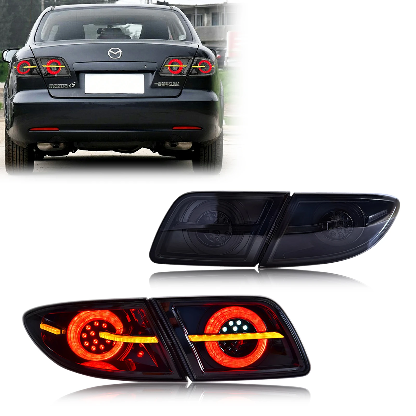 LED Tail Lights for Mazda 6 2003-2008 Sedan Saloon Start-up Animation Sequential Turn Signal Black Rear Lamps Assembly Accessory
LED Tail Lights for Mazda 6 2003-2008 Sedan Saloon Start-up Animation Sequential Turn Signal Black Rear Lamps Assembly Accessory