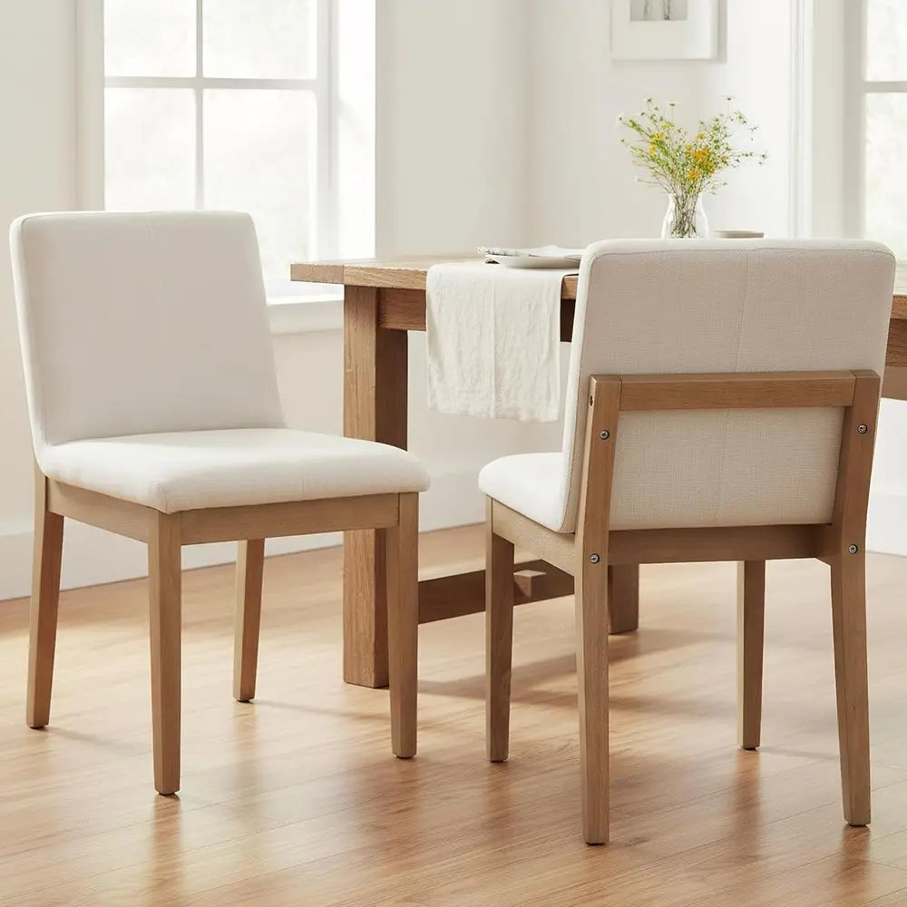 Beige Linen-Fabric Upholstered Wooden Dining Chairs, Set of 2 for Kitchen Island, Living Room, Restaurant Use
Beige Linen-Fabric Upholstered Wooden Dining Chairs, Set of 2 for Kitchen Island, Living Room, Restaurant Use
