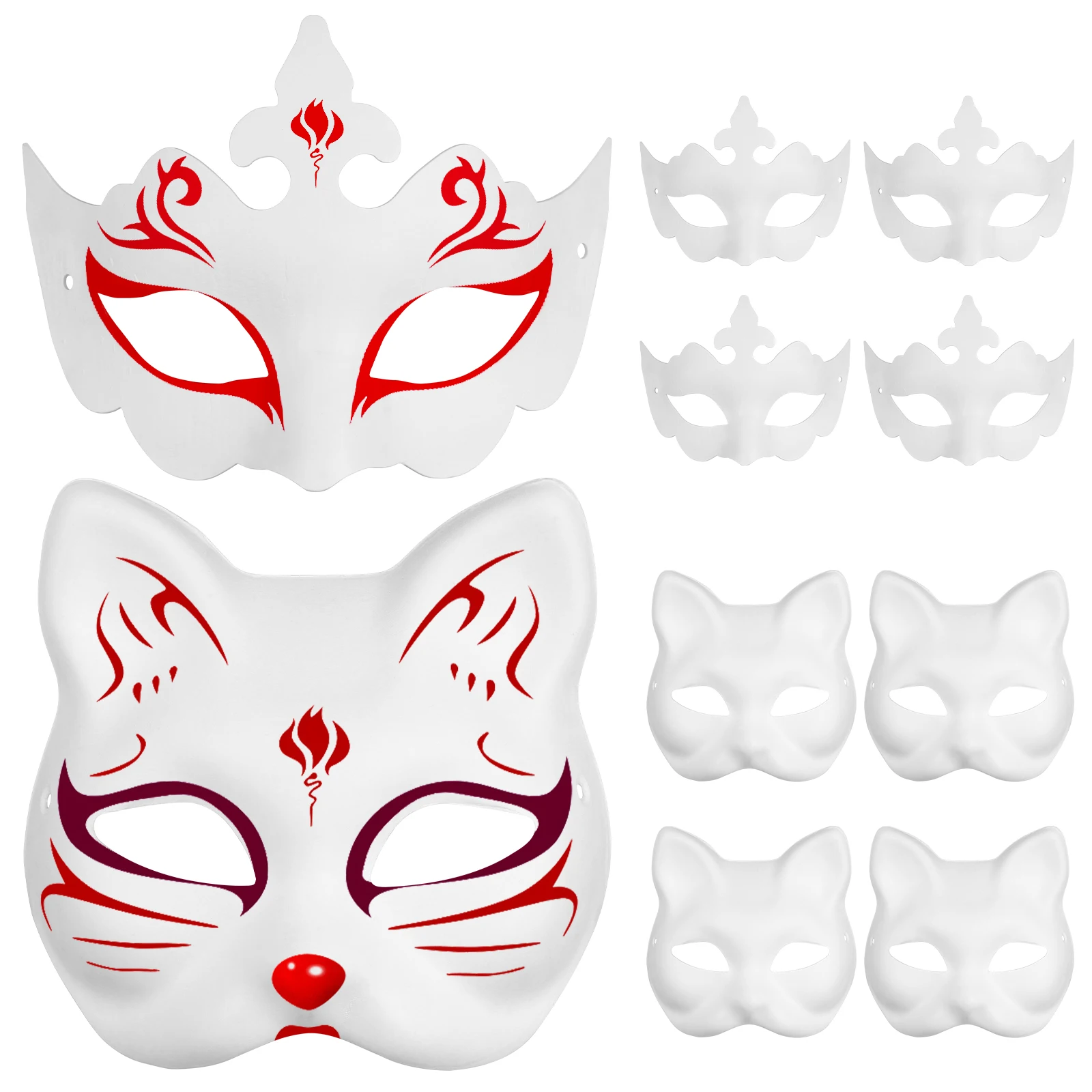 10 pcs White Pulp Masks Cat Crown DIY Blank Mask for Kids Adults Cosplay Halloween Decorative Animal Masks Safe Material
10 pcs White Pulp Masks Cat Crown DIY Blank Mask for Kids Adults Cosplay Halloween Decorative Animal Masks Safe Material