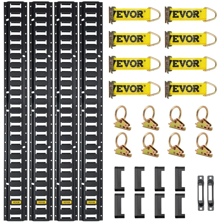E Track Tie-Down Rail Kit, 30PCS 5FT E-Tracks Set Includes 4 Steel Rails & 2 Single Slot & 8 O Rings & 8 Tie-Offs w/D-Ring & 8
E Track Tie-Down Rail Kit, 30PCS 5FT E-Tracks Set Includes 4 Steel Rails & 2 Single Slot & 8 O Rings & 8 Tie-Offs w/D-Ring & 8