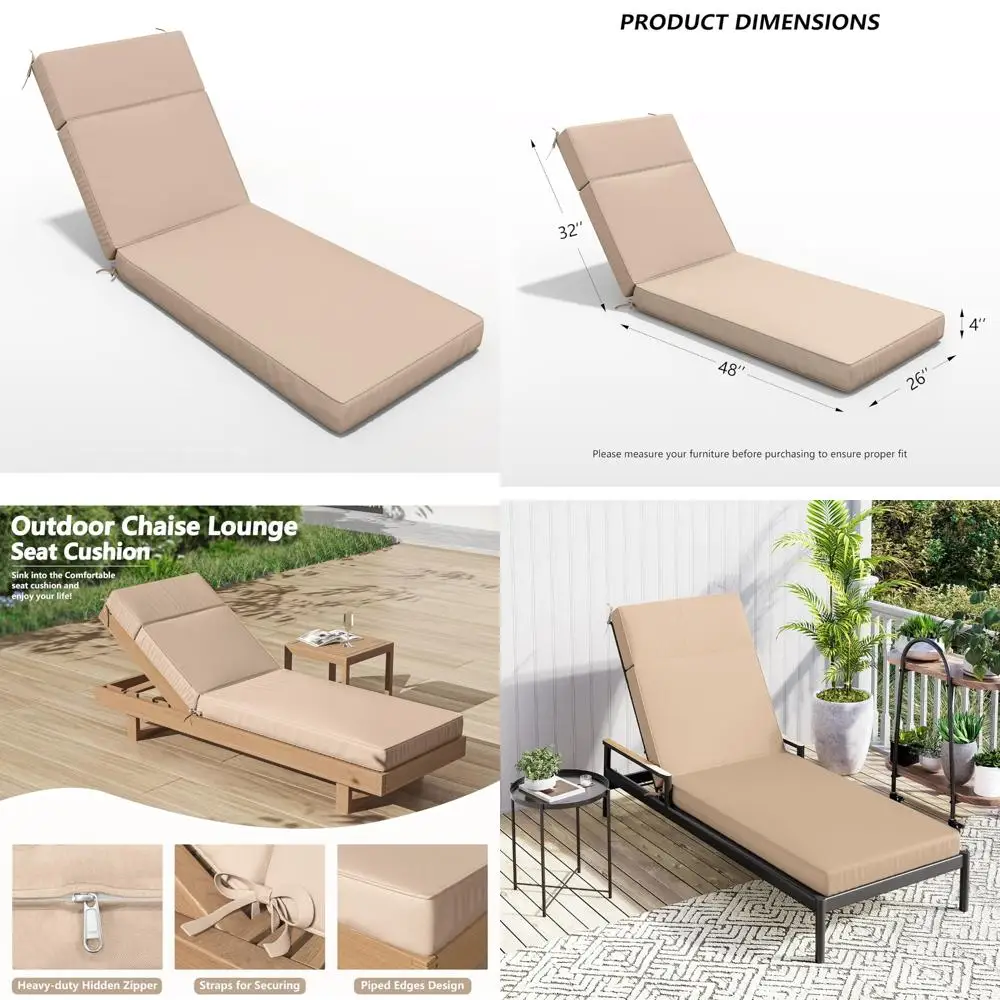 Water-Resistant and Fade-Resistant Outdoor Chaise Lounge Cushion, 80 Long x 26 Wide x 4 Deep, High-Density Foam for Comfortable
Water-Resistant and Fade-Resistant Outdoor Chaise Lounge Cushion, 80 Long x 26 Wide x 4 Deep, High-Density Foam for Comfortable
