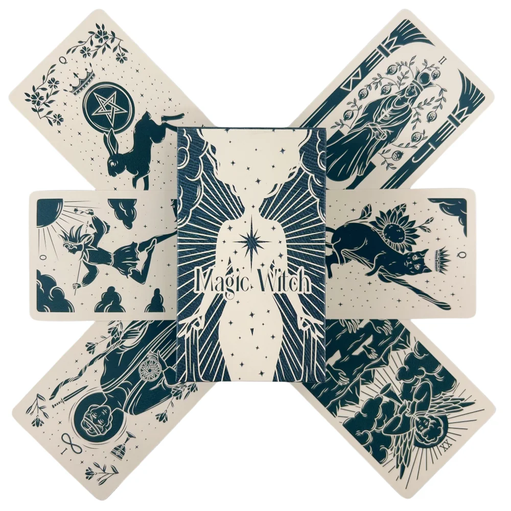 Magic Witch Tarot Cards Board Game Deck Divination Oracle Cards English Vision Fortune Telling Family Party Game Edition
Magic Witch Tarot Cards Board Game Deck Divination Oracle Cards English Vision Fortune Telling Family Party Game Edition