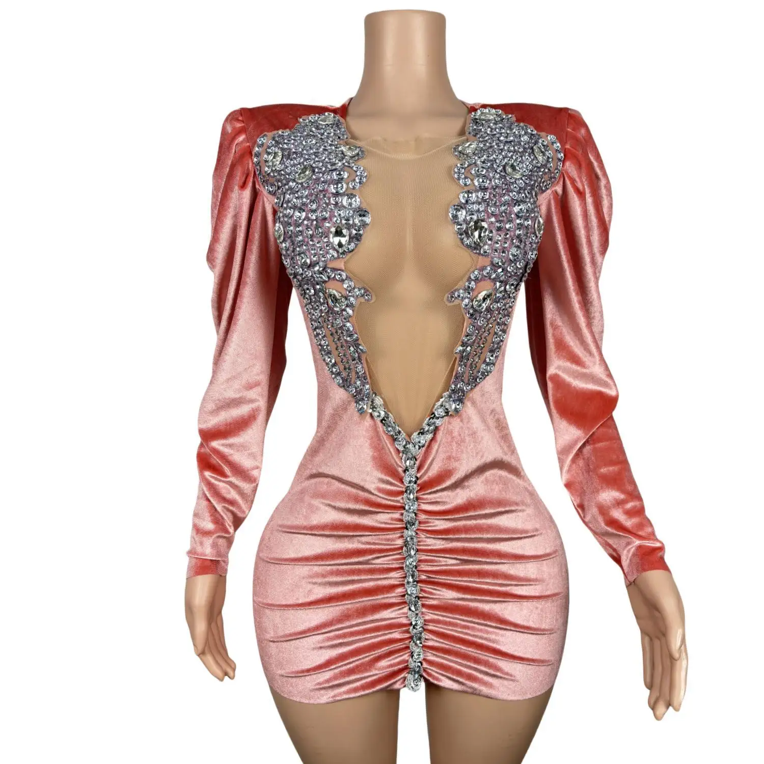 Sexy Pink Hollow Out Silver Rhinestone Fashion Lady Puff Long Sleeve Casual Gown Elegant Stage Diamond Pleated Party Short Dress
Sexy Pink Hollow Out Silver Rhinestone Fashion Lady Puff Long Sleeve Casual Gown Elegant Stage Diamond Pleated Party Short Dress
