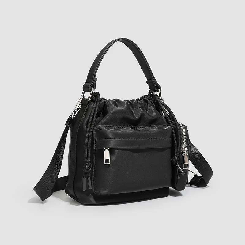 Minimalist Nylon Bucket Bag Vertical Square Design Drawstring Closure Multi-pocket Crossbody Bag Durable Water-resistant Handbag
Minimalist Nylon Bucket Bag Vertical Square Design Drawstring Closure Multi-pocket Crossbody Bag Durable Water-resistant Handbag