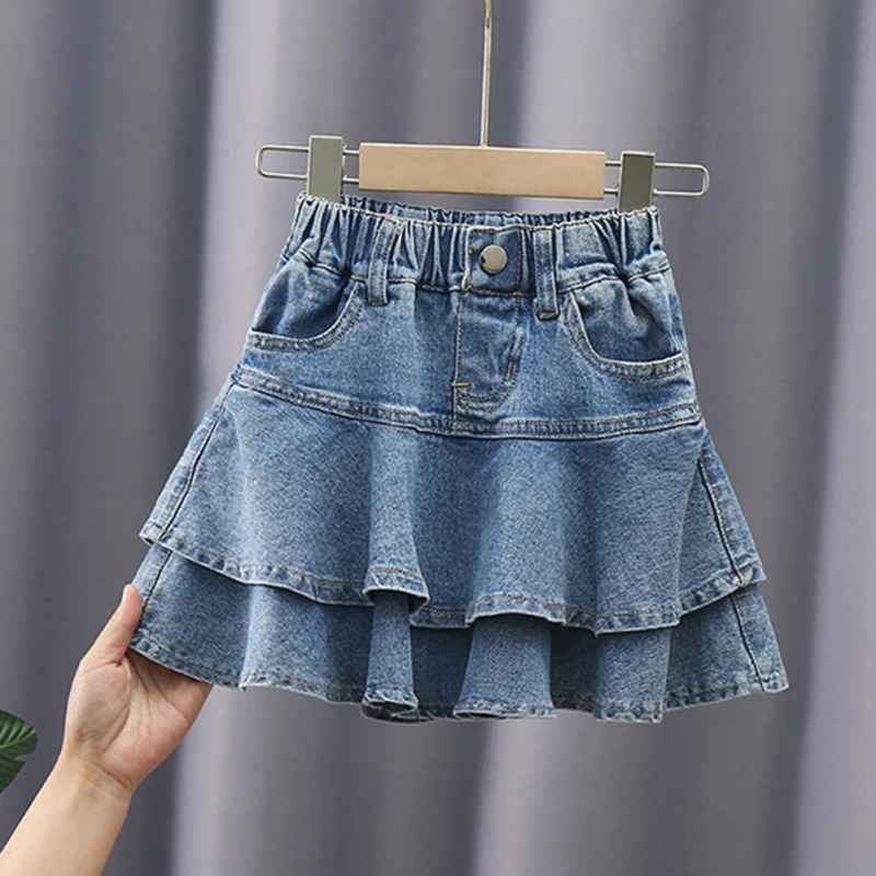 Fashion New Summer Kids Girl Denim Skirt Solid Elastic Waist Soft Denim Ruffle Cake Skirt Pants Children Versatile Clothing
Fashion New Summer Kids Girl Denim Skirt Solid Elastic Waist Soft Denim Ruffle Cake Skirt Pants Children Versatile Clothing