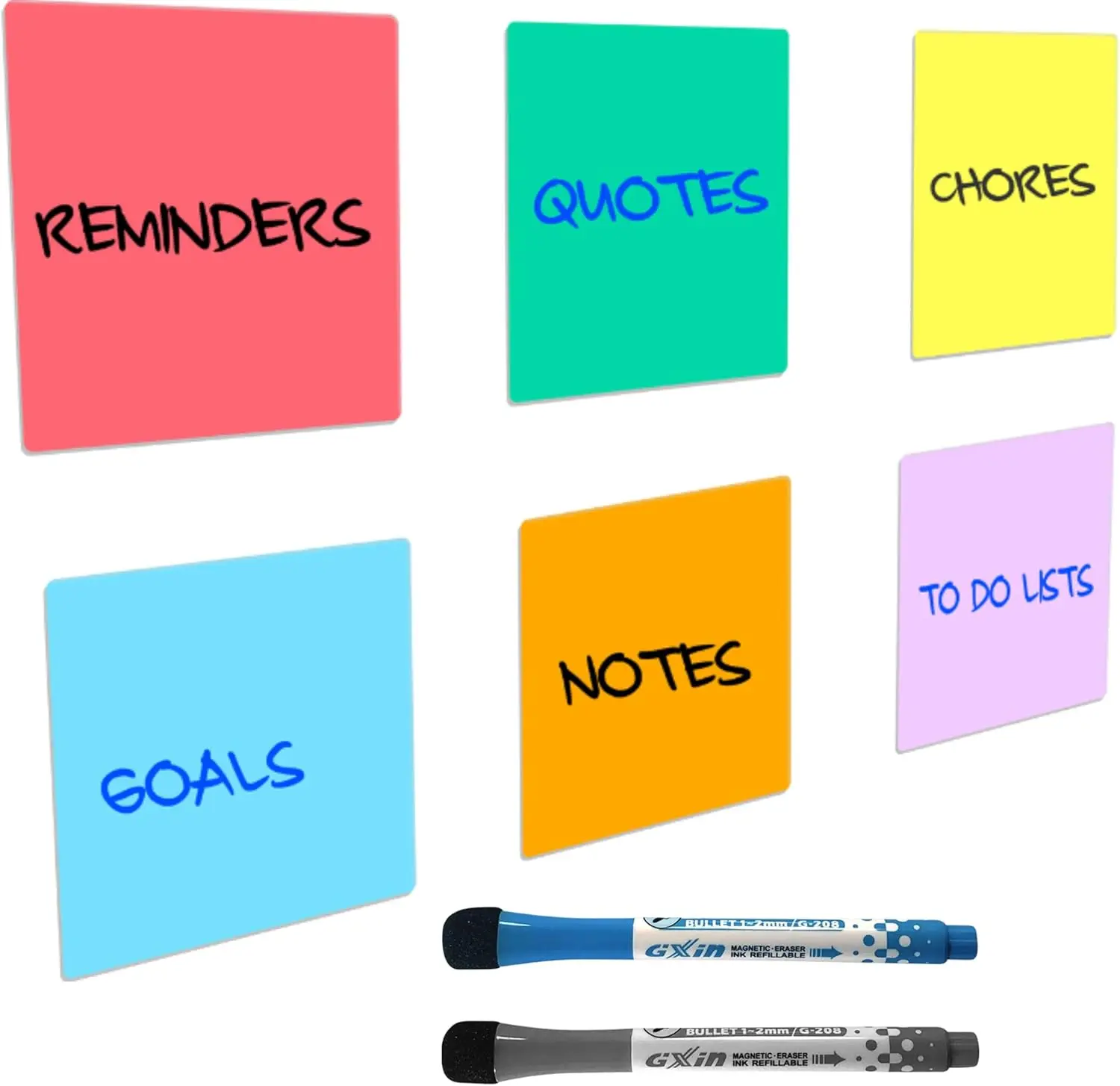 Reusable Dry Erase Sticky Notes 6-Pack with Magnetic Markers for Fridge, Office, Classroom & Home
Reusable Dry Erase Sticky Notes 6-Pack with Magnetic Markers for Fridge, Office, Classroom & Home