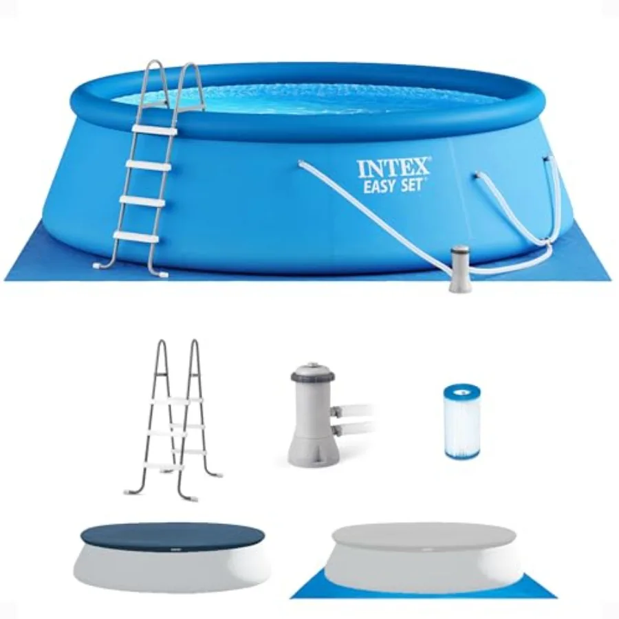 28167EH Easy Set Inflatable Swimming Pool Set: 15ft x 48in Includes 1000 GPH Cartridge Filter Pump Removable Ladder Pool Cover
28167EH Easy Set Inflatable Swimming Pool Set: 15ft x 48in Includes 1000 GPH Cartridge Filter Pump Removable Ladder Pool Cover