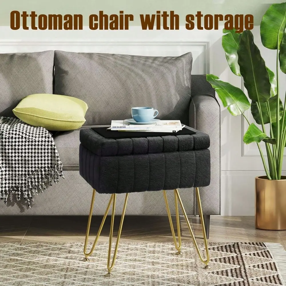 Stool Chair With Storage, Ottoman Faux Fur Soft Padded Makeup Footstools Seat With 4 Metal Legs AntiSlip Adjustable Feet Modern
Stool Chair With Storage, Ottoman Faux Fur Soft Padded Makeup Footstools Seat With 4 Metal Legs AntiSlip Adjustable Feet Modern