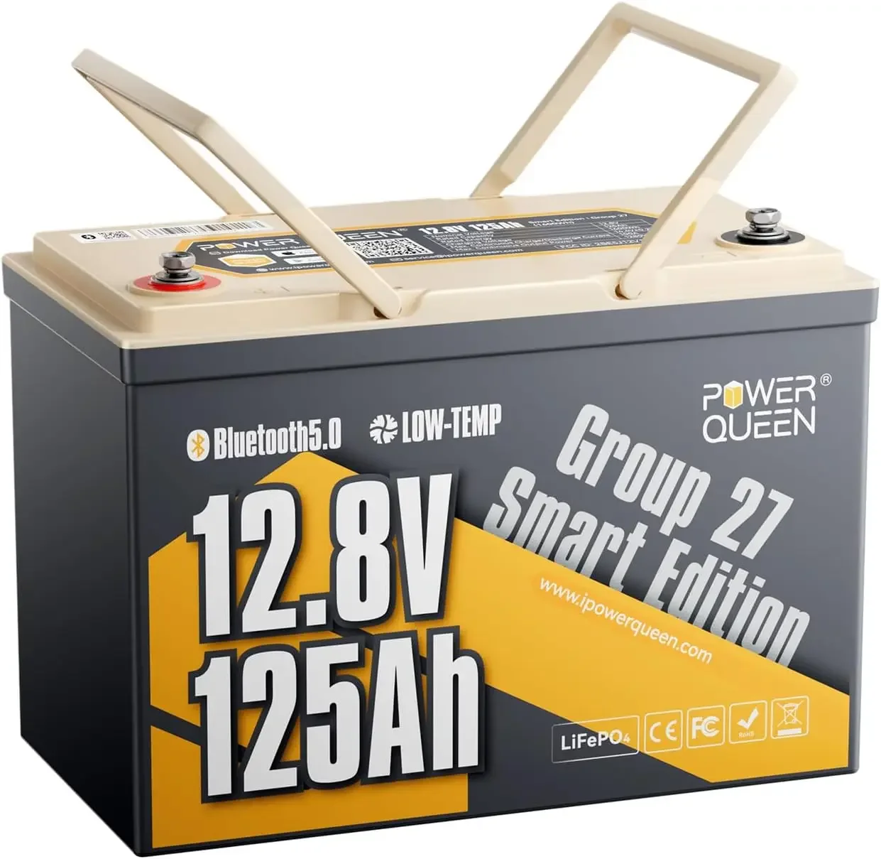 Lithium Battery Group 27 Bluetooth LiFePO4 Battery 12.8V 125Ah,1600Wh High Energy, Built-in 100A BMS with Low-Temp Protection, M
Lithium Battery Group 27 Bluetooth LiFePO4 Battery 12.8V 125Ah,1600Wh High Energy, Built-in 100A BMS with Low-Temp Protection, M