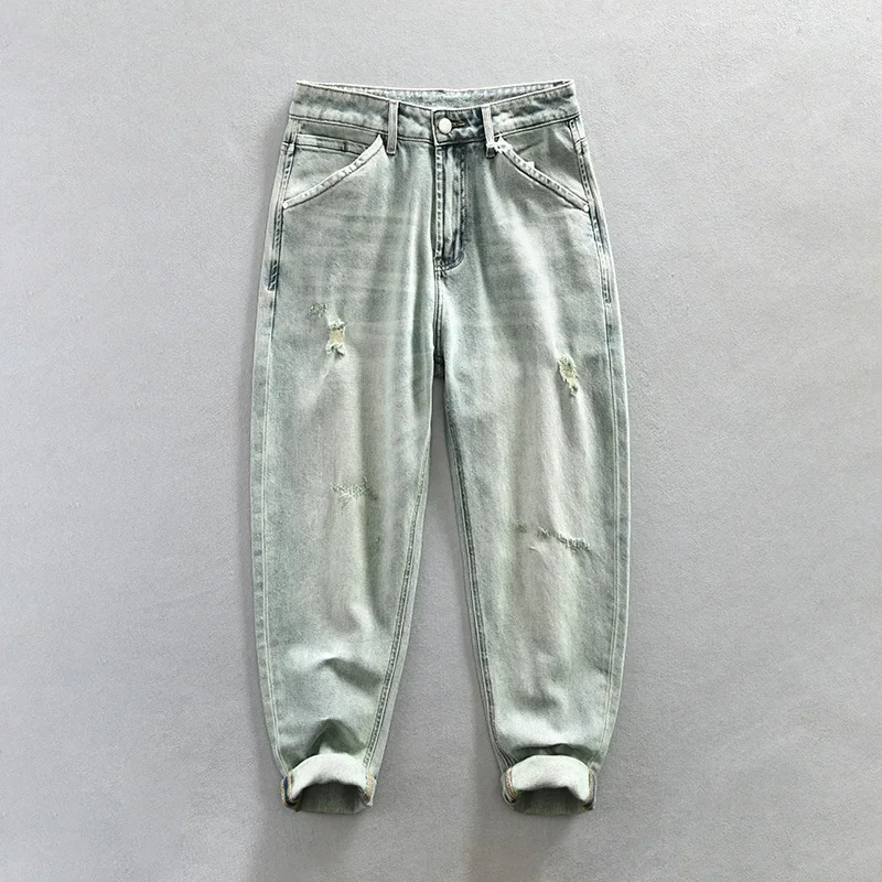 Four Seasons Men's Jeans High Street Retro Ripped Jeans Men Casual Cotton Baggy Straight Light Blue Jeans Fashion Denim Pants
Four Seasons Men's Jeans High Street Retro Ripped Jeans Men Casual Cotton Baggy Straight Light Blue Jeans Fashion Denim Pants