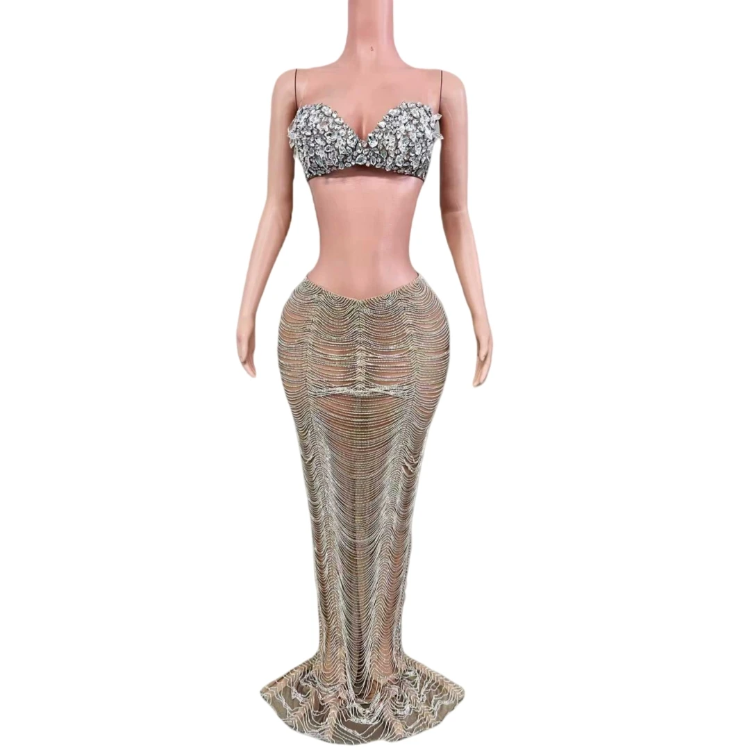 Women 2 Pcs Set Sparkly Costume 2026new Silver Rhinestone Crystal Dance Luxury Evening Queen Dress Party Outfit
Women 2 Pcs Set Sparkly Costume 2026new Silver Rhinestone Crystal Dance Luxury Evening Queen Dress Party Outfit