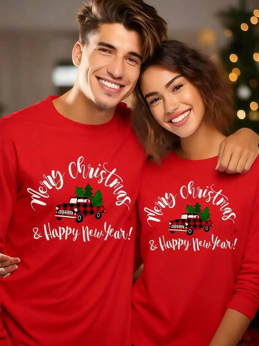 Merry Christmas & Happy New Year Print Long Sleeve Crew Neck T-Shirt Unisex Holiday Casual Top
Merry Christmas & Happy New Year Print Long Sleeve Crew Neck T-Shirt Unisex Holiday Casual Top