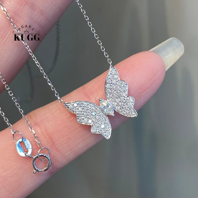 KUGG 100% 18K White Gold Necklace Real Natural Diamond Pendant Necklace Elegant Butterfly Shape High Wedding Jewelry for Women
KUGG 100% 18K White Gold Necklace Real Natural Diamond Pendant Necklace Elegant Butterfly Shape High Wedding Jewelry for Women