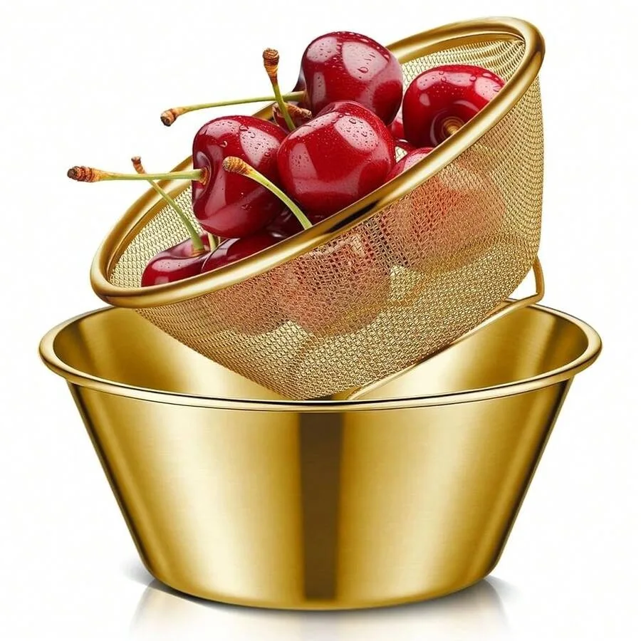 【New style】2 Pcs Mini Colander and Food Strainer 304 Stainless Steel Small Mixing Colanders Bowl Rice Strainer For Kitchen CooF
【New style】2 Pcs Mini Colander and Food Strainer 304 Stainless Steel Small Mixing Colanders Bowl Rice Strainer For Kitchen CooF