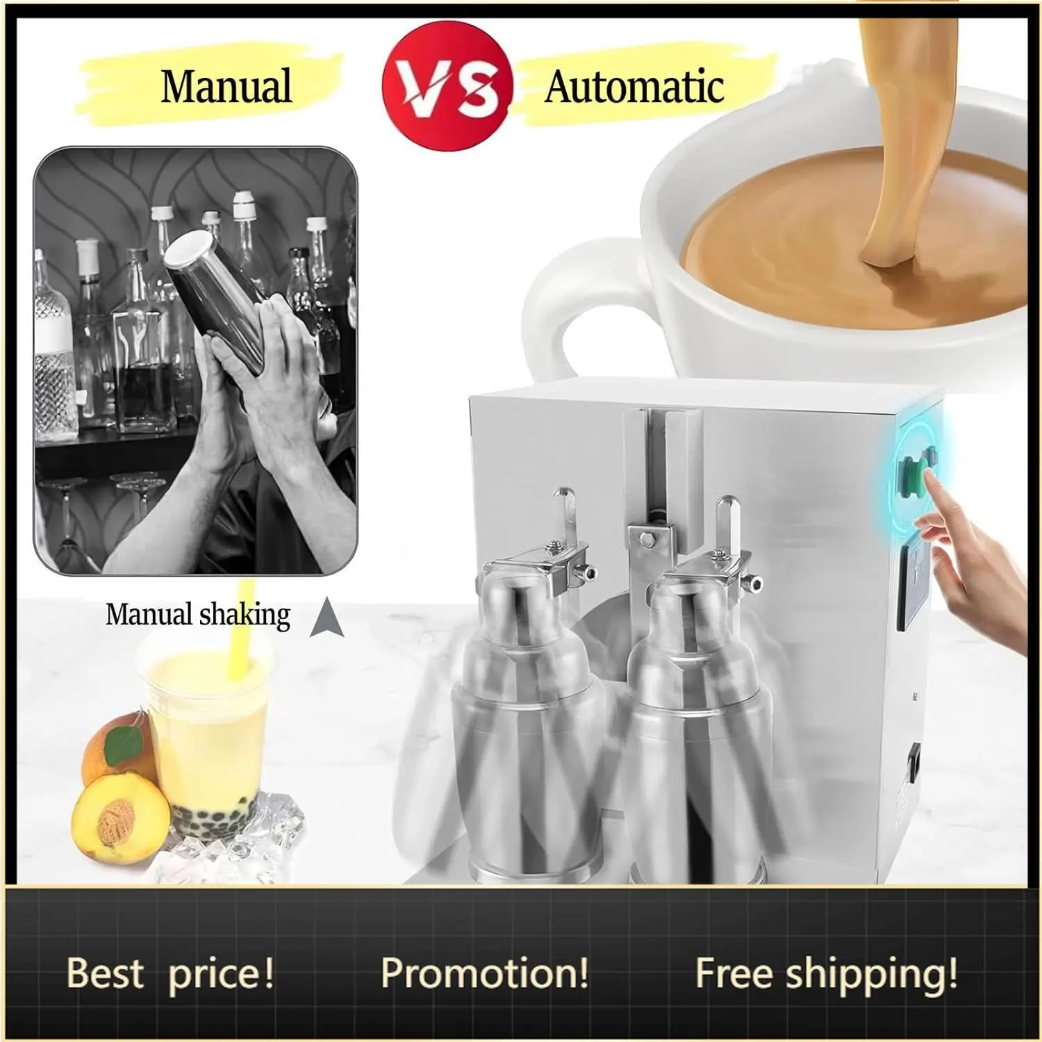 Automatic Milk Tea Shaking Machine, Electric Double Frame Milk Tea and Cocktail Shaker, Stainless Steel Auto Shaking Machine 400
Automatic Milk Tea Shaking Machine, Electric Double Frame Milk Tea and Cocktail Shaker, Stainless Steel Auto Shaking Machine 400