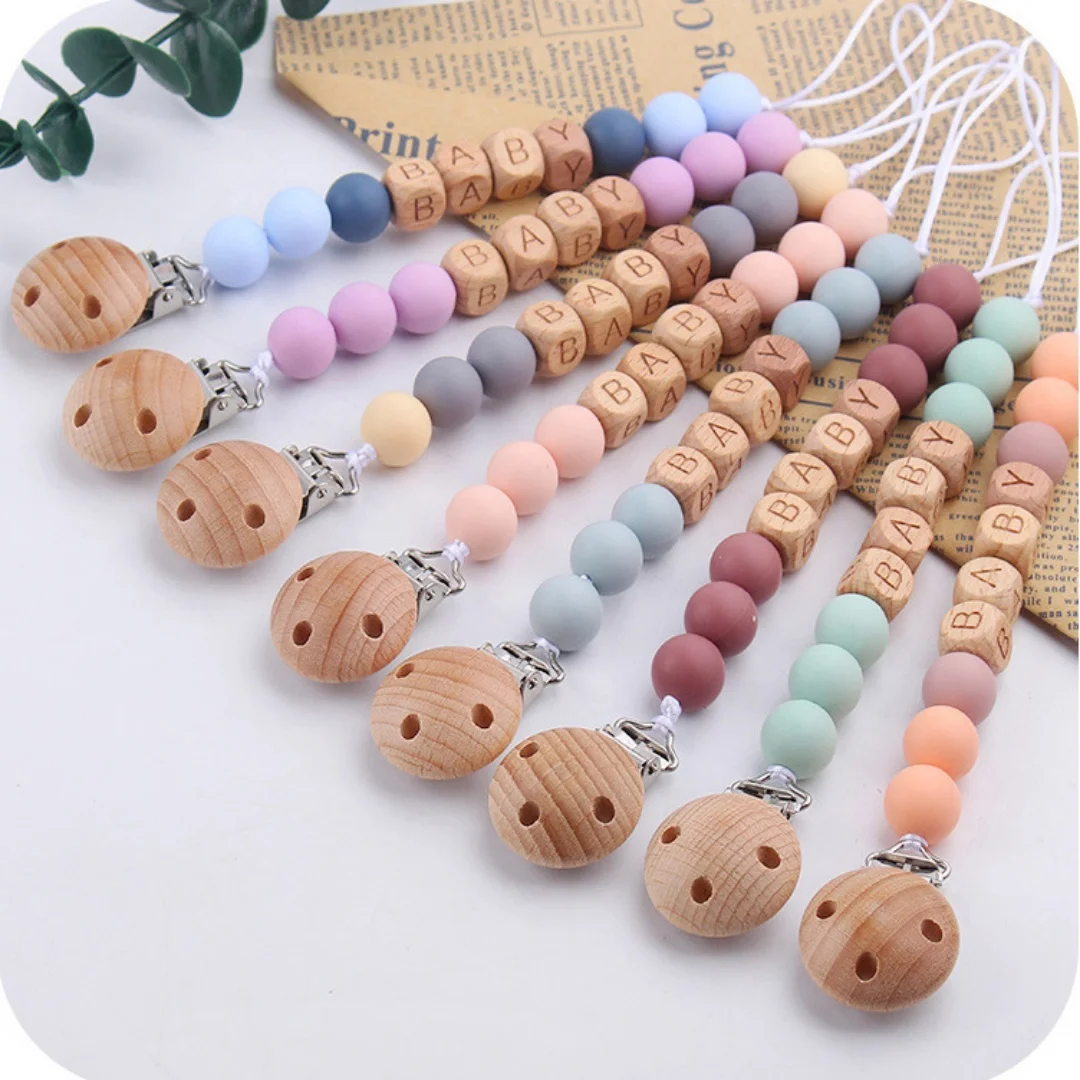 BPA Free Baby Pacifier Clip with Silicone Beads Personalized Name Anti-lost Teether Chain
BPA Free Baby Pacifier Clip with Silicone Beads Personalized Name Anti-lost Teether Chain