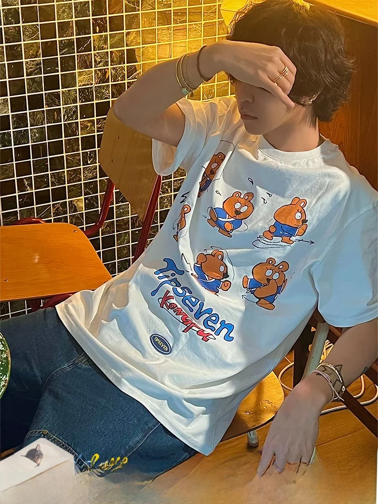 TIPSEVEN Original Design Cute Kung Fu Bear Print round Neck Short Sleeve T-Shirt Cotton Casual Loose Fit Spring Summer T-Shirt
TIPSEVEN Original Design Cute Kung Fu Bear Print round Neck Short Sleeve T-Shirt Cotton Casual Loose Fit Spring Summer T-Shirt