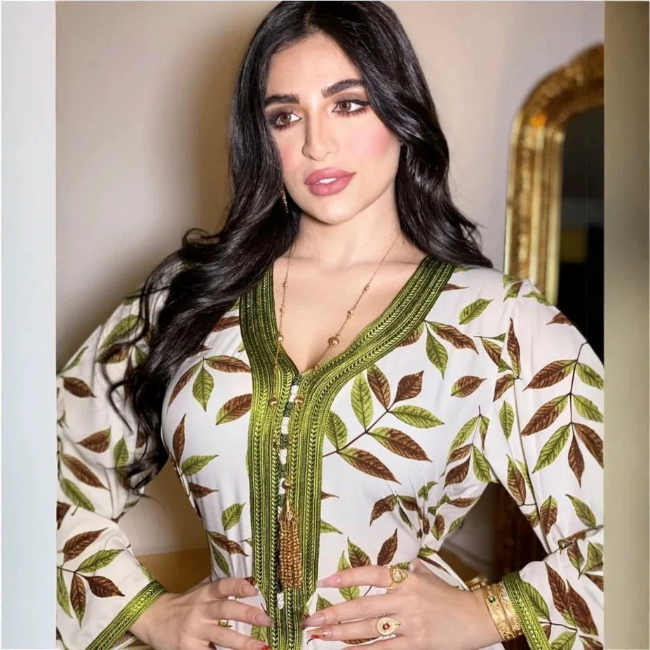 Ab001 Summer Women's Fashion Printed Leaf Long Dress Casual Long Skirt Long Dress Robe Abaya Ramadan Dubai Luxury Islam Elegant
Ab001 Summer Women's Fashion Printed Leaf Long Dress Casual Long Skirt Long Dress Robe Abaya Ramadan Dubai Luxury Islam Elegant