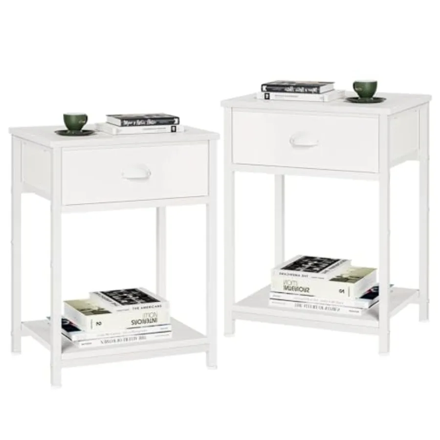 Nightstands Set of 2, End Table with Fabric Drawer, Small Side Table for Small Spaces, 2 Tiers Storage Shelves End Table, Bedsi
Nightstands Set of 2, End Table with Fabric Drawer, Small Side Table for Small Spaces, 2 Tiers Storage Shelves End Table, Bedsi