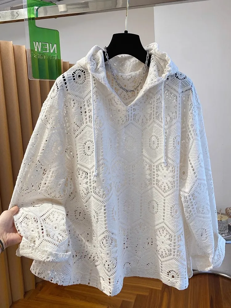 plus Size Knitted Lace Top Women's Spring Summer Loose Fit Hollow out Hook Design Long Sleeve High Waist Casual Style
plus Size Knitted Lace Top Women's Spring Summer Loose Fit Hollow out Hook Design Long Sleeve High Waist Casual Style