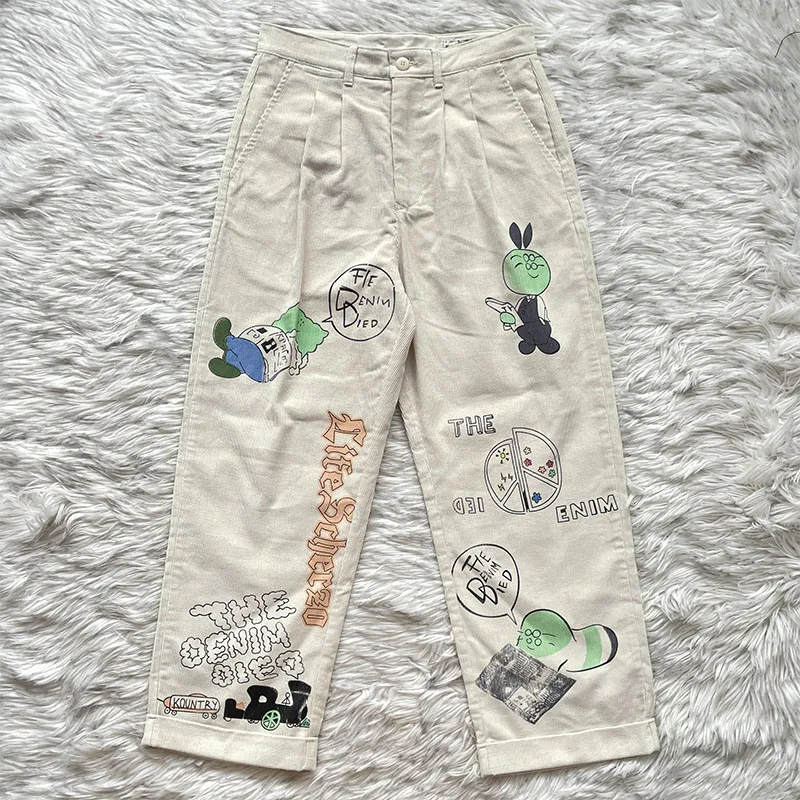 Kapital Kountry, японские повседневные вельветовые длинные брюки с мультяшным принтом, мужские прямые хлопковые брюки
Kapital Kountry, японские повседневные вельветовые длинные брюки с мультяшным принтом, мужские прямые хлопковые брюки