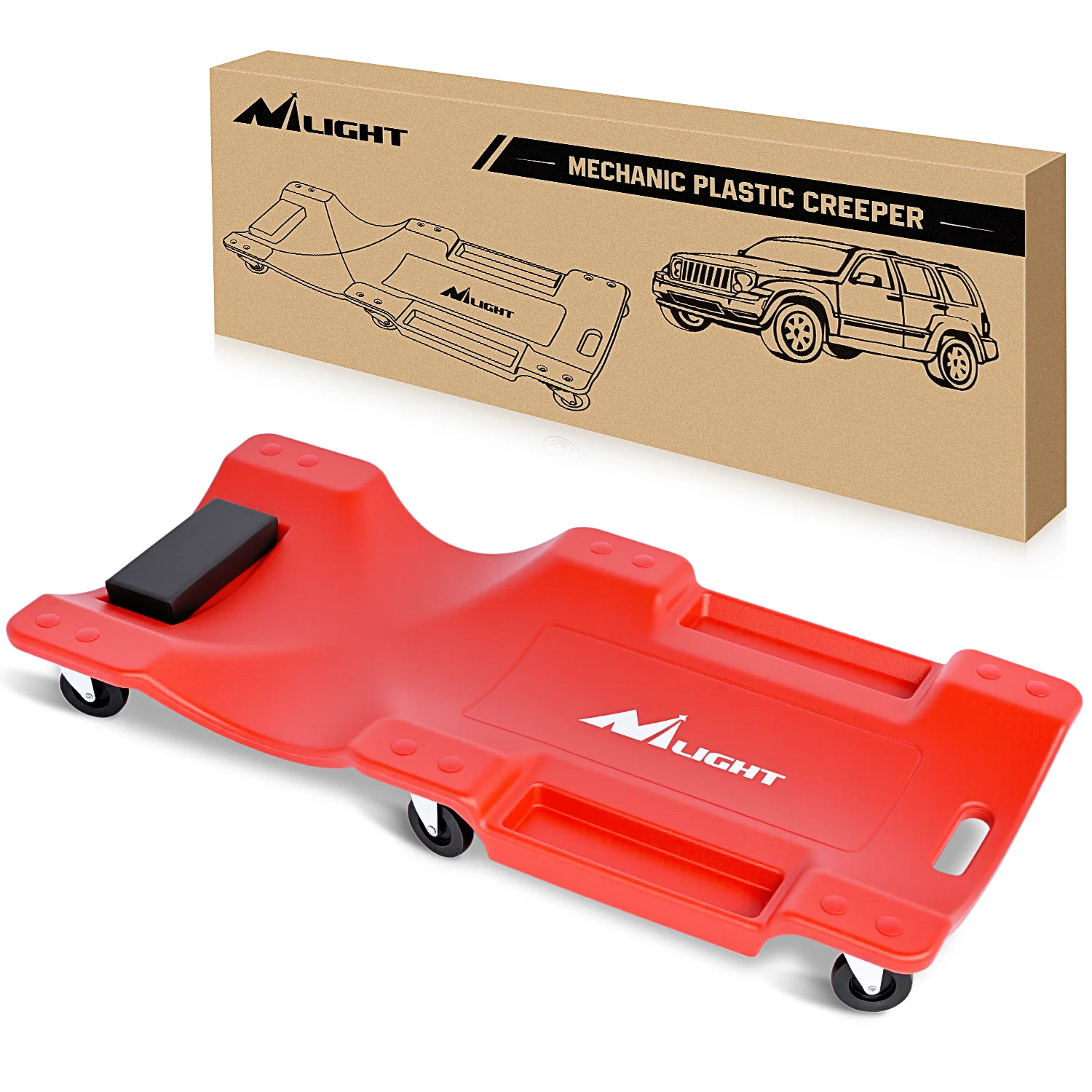 Nilight 40" Mechanic Plastic Creeper - 40 Inches Heavy Duty Shop Creeper with Padded Headrest and 6 Casters, 350 lbs Capacity, Red
Nilight 40" Mechanic Plastic Creeper - 40 Inches Heavy Duty Shop Creeper with Padded Headrest and 6 Casters, 350 lbs Capacity, Red