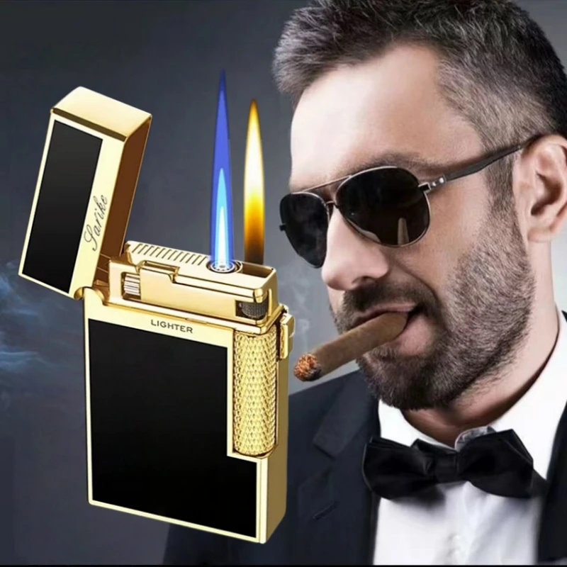 High End Metal Dual Flame Inflatable Lighter Windproof Torch Butane Outdoor Portable Lighter Men's Smoking Accessories Gift
High End Metal Dual Flame Inflatable Lighter Windproof Torch Butane Outdoor Portable Lighter Men's Smoking Accessories Gift