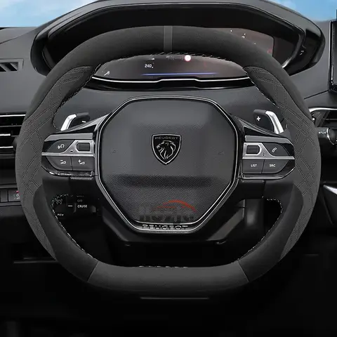 Protector de cuero de ante para volante de coche, accesorios para Peugeot 508 308 SW E-208 208 E-408 408 GT 2021 2022 2023 2024 2025