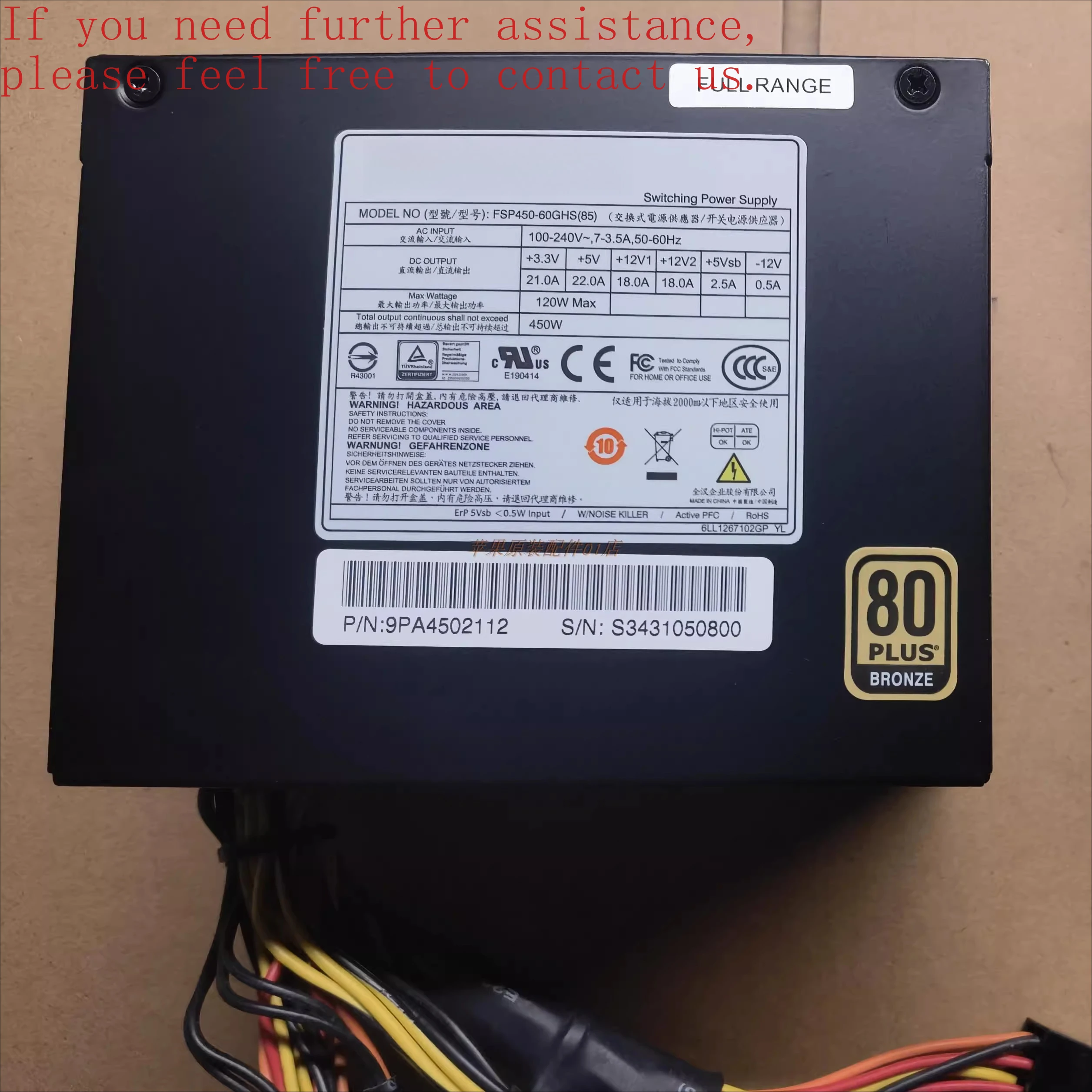 For FSP450-60GHS (85) 450W 500W matx sfx small power supply itx 80 bronze silent power supply
For FSP450-60GHS (85) 450W 500W matx sfx small power supply itx 80 bronze silent power supply