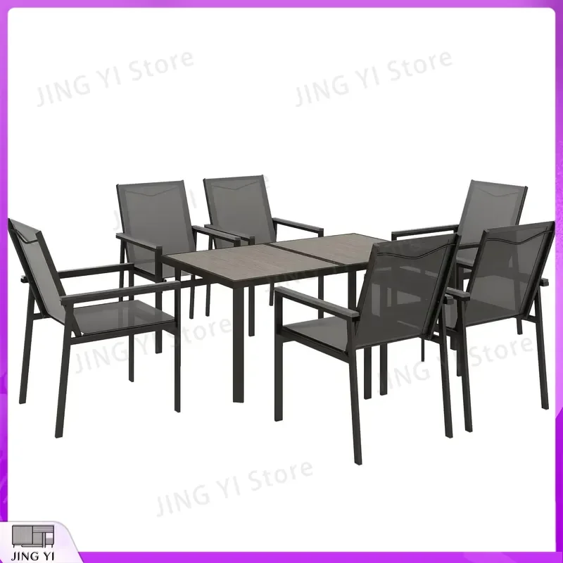 7 Piece Outdoor Dining Set Metal Garden Table and Chairs for Patio Backyard BBQ Camping Heavy Duty Weather Resistant
7 Piece Outdoor Dining Set Metal Garden Table and Chairs for Patio Backyard BBQ Camping Heavy Duty Weather Resistant