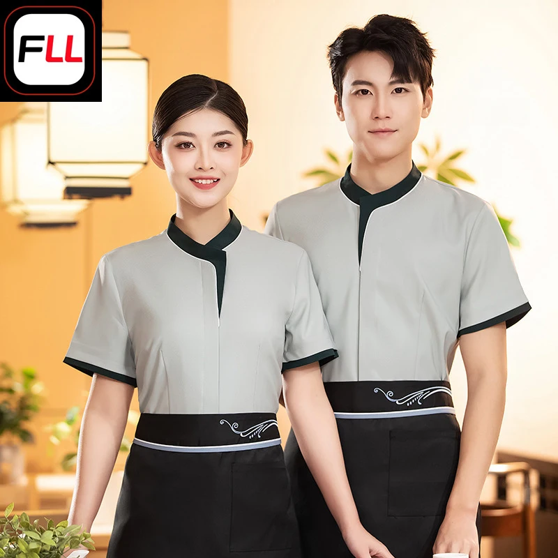 Chinese-style hotel waiter short-sleeve restaurant and tea house staff work uniform summer workwear comfortable with embroidery
Chinese-style hotel waiter short-sleeve restaurant and tea house staff work uniform summer workwear comfortable with embroidery