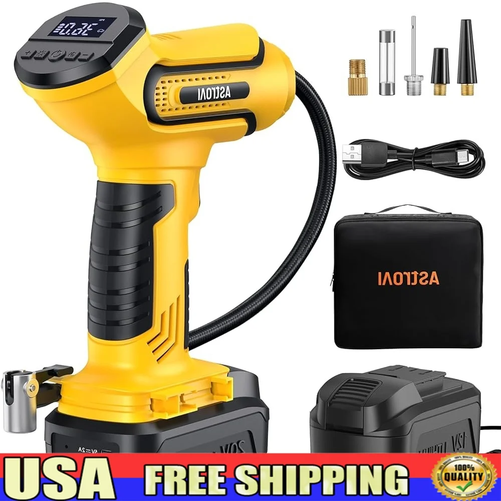 Cordless Tire Inflator Air Compressor 20V Rechargeable Pump 150 PSI Portable Handheld Dual Power Lithium Battery Quick Inflation
Cordless Tire Inflator Air Compressor 20V Rechargeable Pump 150 PSI Portable Handheld Dual Power Lithium Battery Quick Inflation