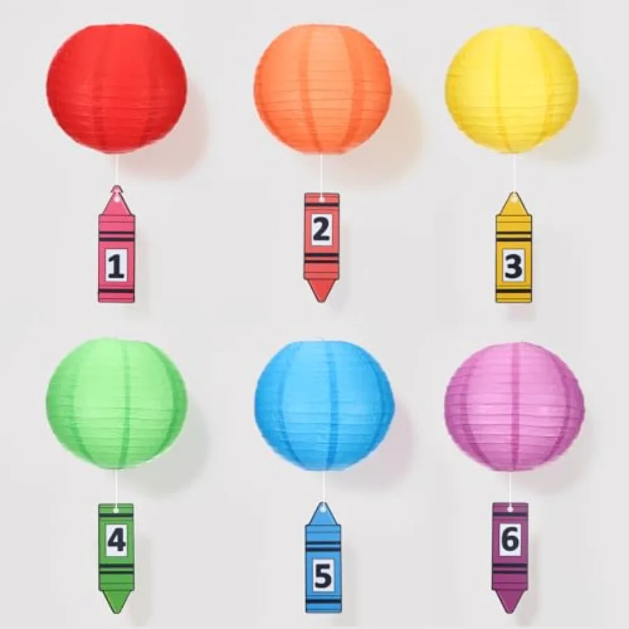 6 Pcs Back to School Classroom Decor 10 Inch Neon Hanging Paper Lantern with Shaped Numbers 1-6 Cards Hanging Ball Lantern Meta
6 Pcs Back to School Classroom Decor 10 Inch Neon Hanging Paper Lantern with Shaped Numbers 1-6 Cards Hanging Ball Lantern Meta