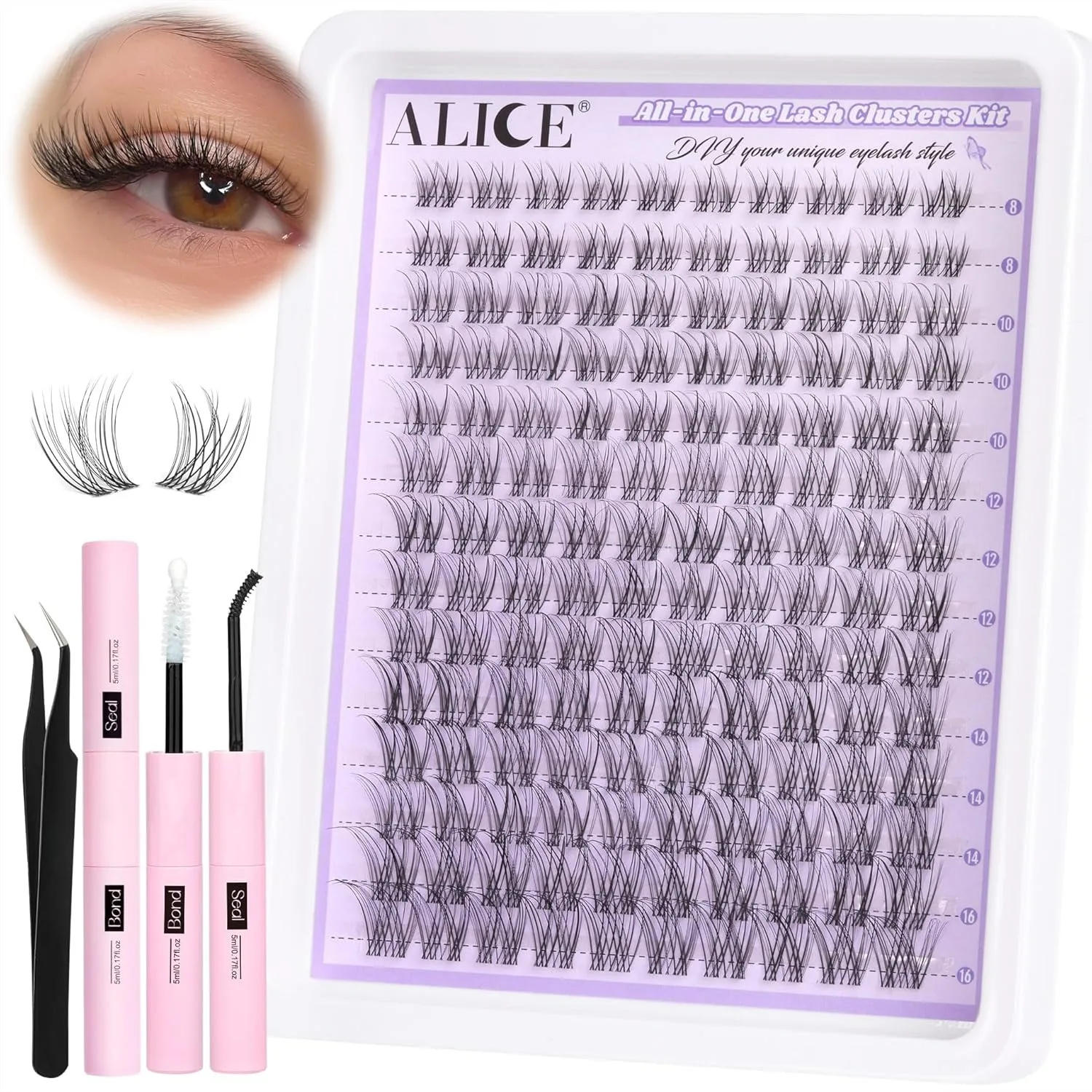 Lash Clusters Kit Natural Wispy Cluster Eyelash Extensions 140pcs 8-16mm with Glue Bond and Seal Tweezers DIY Home
Lash Clusters Kit Natural Wispy Cluster Eyelash Extensions 140pcs 8-16mm with Glue Bond and Seal Tweezers DIY Home