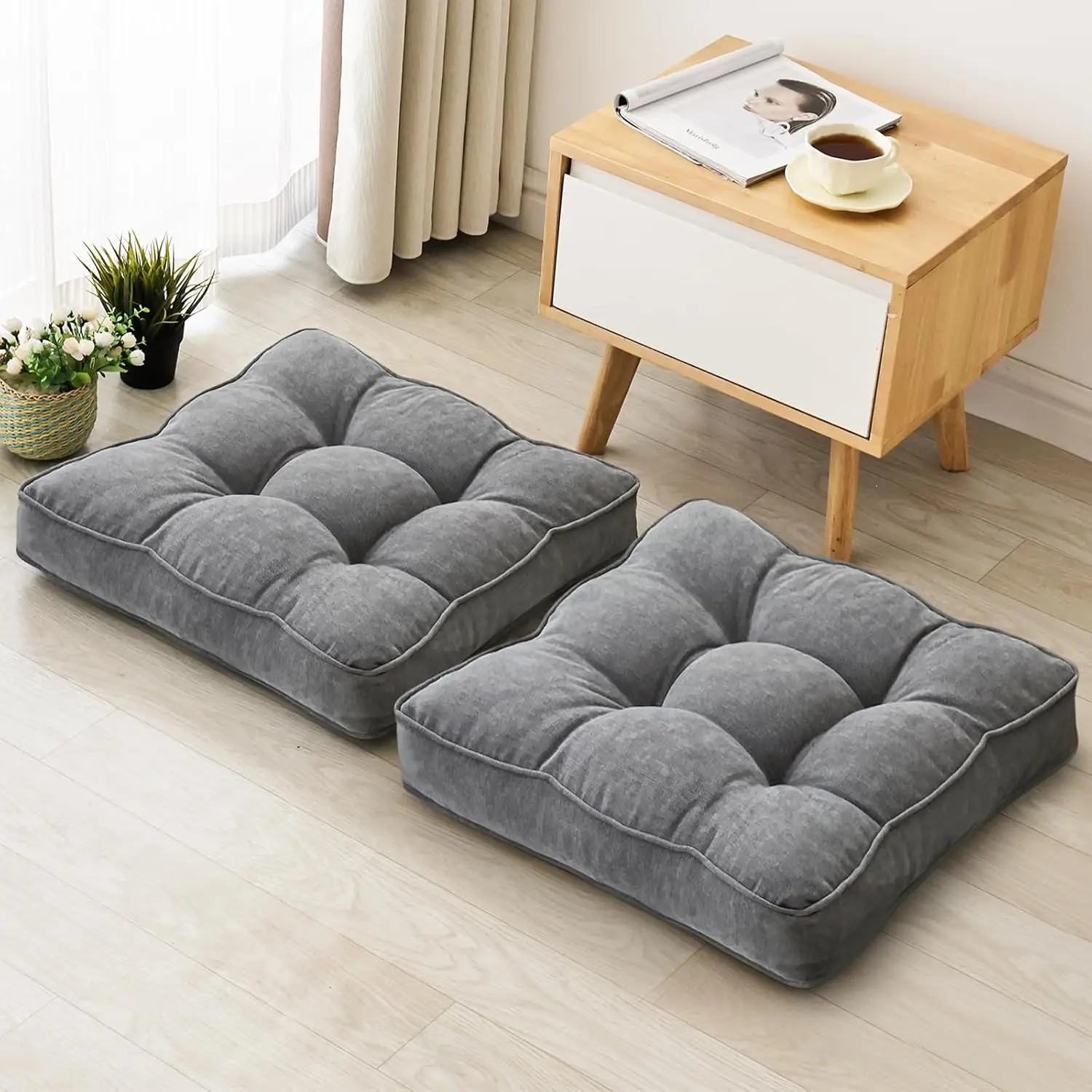 Large Memory Foam Floor Cushions for Adults Meditation Sitting 22x22 Grey Set of Two
Large Memory Foam Floor Cushions for Adults Meditation Sitting 22x22 Grey Set of Two