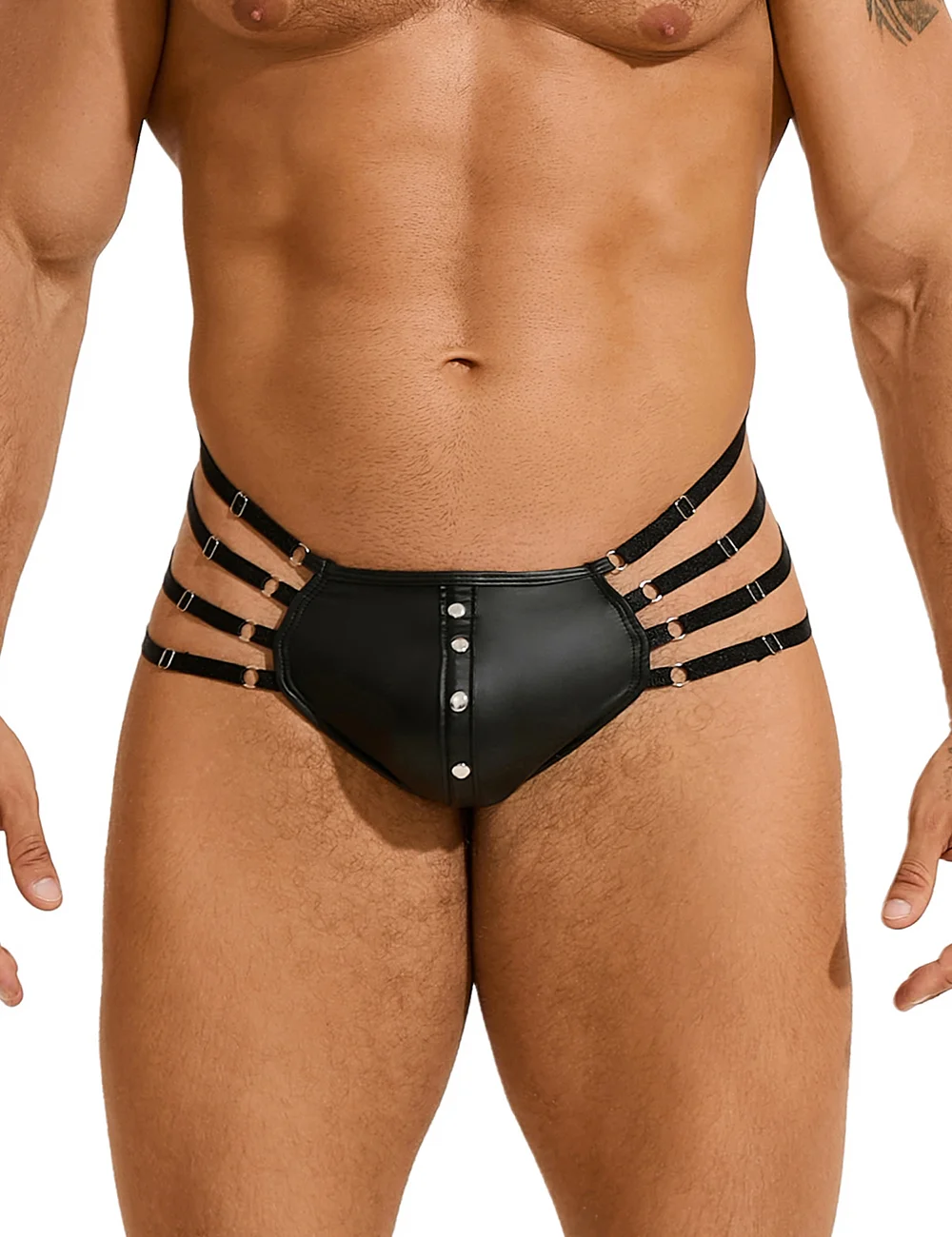 Erotic Men Lingerie Black Sexy Faux Leather Adjustable Elastic Bands Thong Punk Crotch Rivet Briefs Underwear Hot Men Underpants
Erotic Men Lingerie Black Sexy Faux Leather Adjustable Elastic Bands Thong Punk Crotch Rivet Briefs Underwear Hot Men Underpants