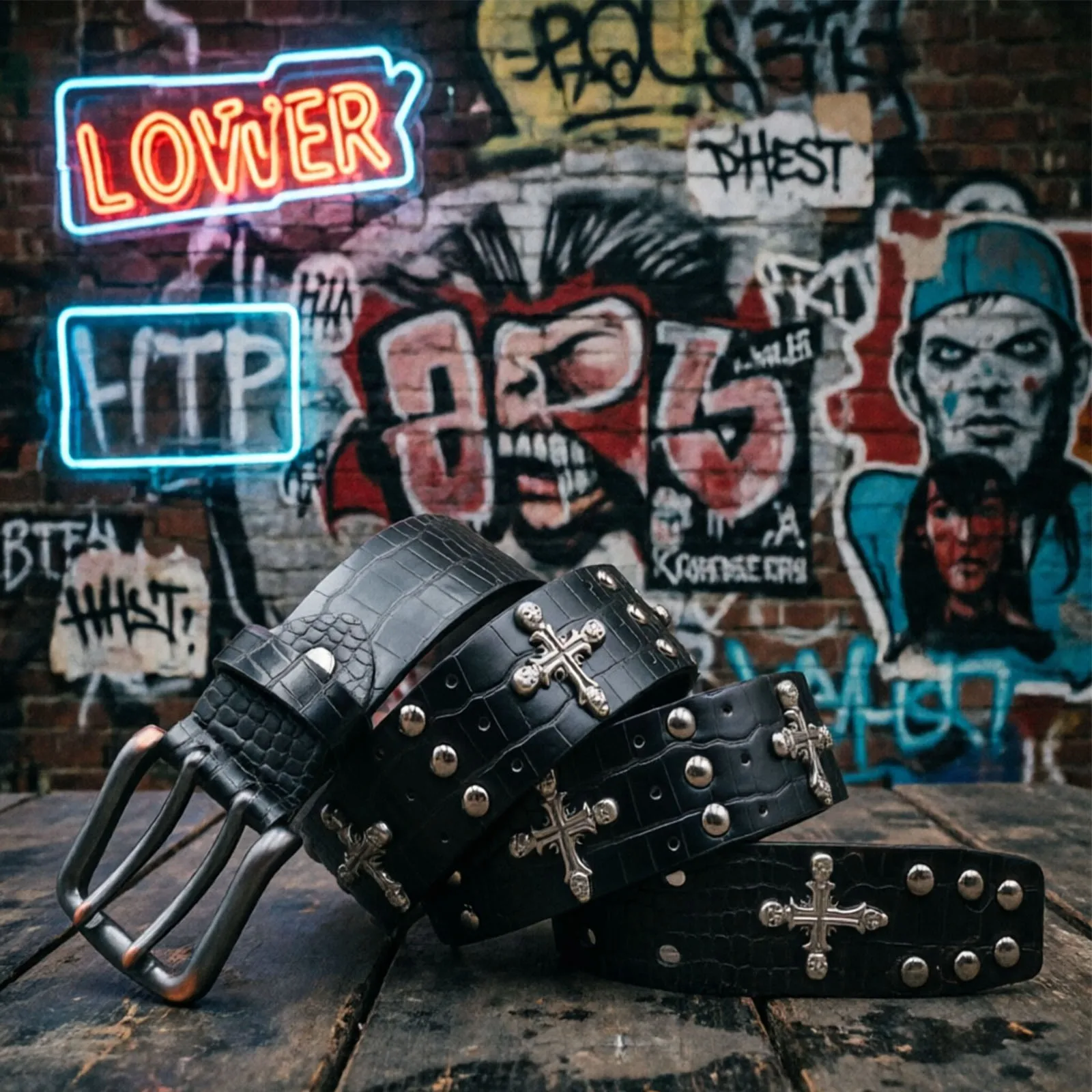 Gothic Punk Y2K Rivet Black Crocodile Texture Belt Men's cross skull Belt Pin Buckle Belt For Jeans Female Personality Cool
Gothic Punk Y2K Rivet Black Crocodile Texture Belt Men's cross skull Belt Pin Buckle Belt For Jeans Female Personality Cool