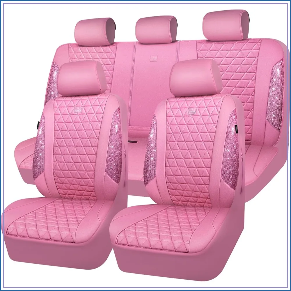 Bling Diamond Pink Leather Car Seat Covers Full Set, Waterproof Sparkly Glitter Universal Fit for SUV Truck Auto Cute Women Girl
Bling Diamond Pink Leather Car Seat Covers Full Set, Waterproof Sparkly Glitter Universal Fit for SUV Truck Auto Cute Women Girl
