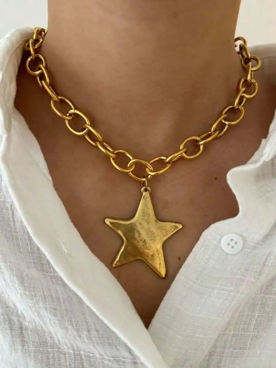 1pc Summer Beach Starfish Pendant Necklace With Chunky Chain, Suitable For Women's Daily, Party, Vacation, Travel Wear (Jewelry
1pc Summer Beach Starfish Pendant Necklace With Chunky Chain, Suitable For Women's Daily, Party, Vacation, Travel Wear (Jewelry