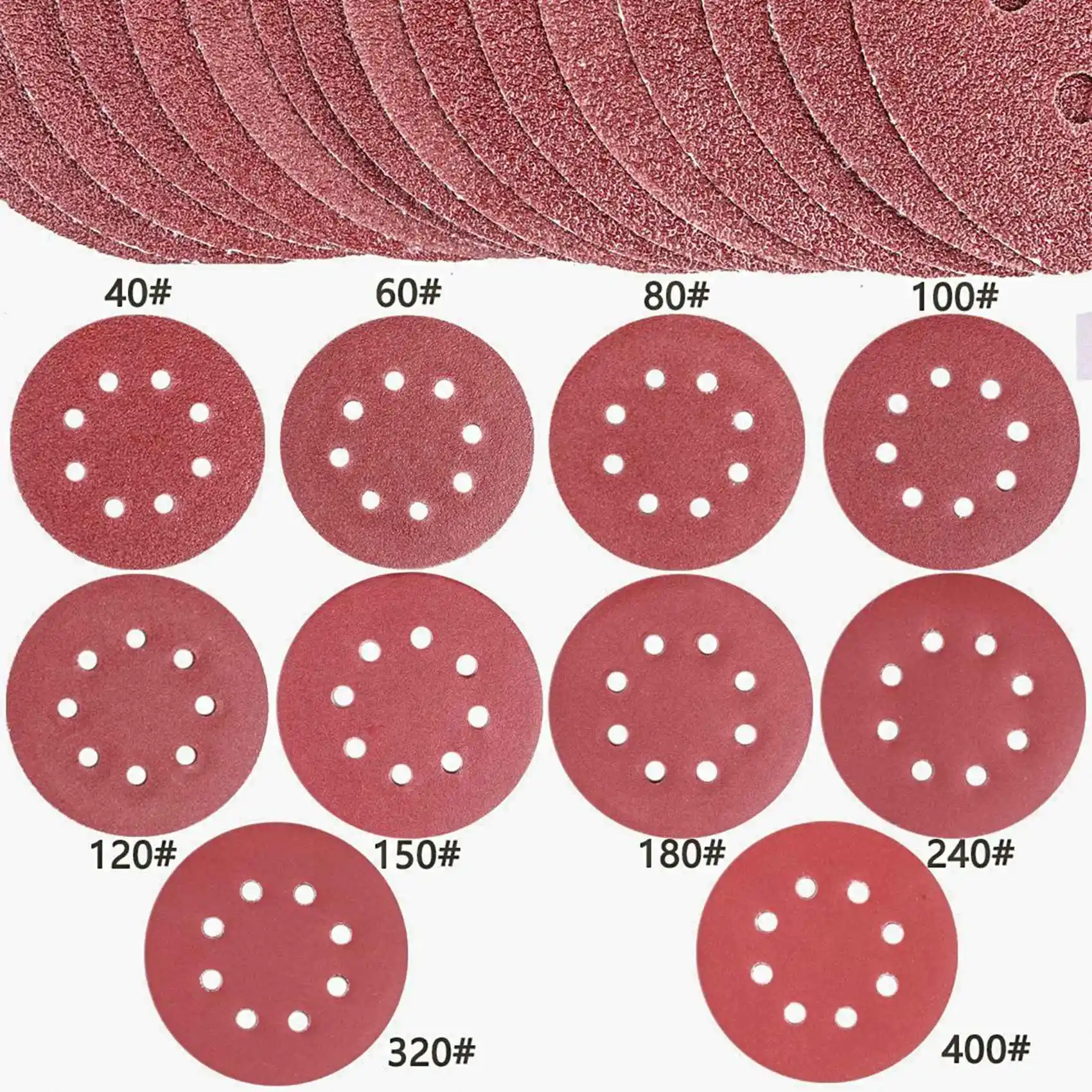 A63X-160PCS Sanding Discs Pads, 40 60 80 100 120 150 180 240 320 400 Grits 8-Holes Sandpaper Assorted
A63X-160PCS Sanding Discs Pads, 40 60 80 100 120 150 180 240 320 400 Grits 8-Holes Sandpaper Assorted