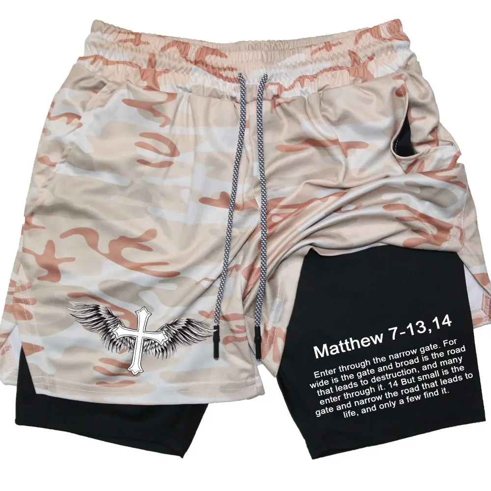 2-in-1 men's compression shorts with Bible print for gym training and running men's shorts
2-in-1 men's compression shorts with Bible print for gym training and running men's shorts
