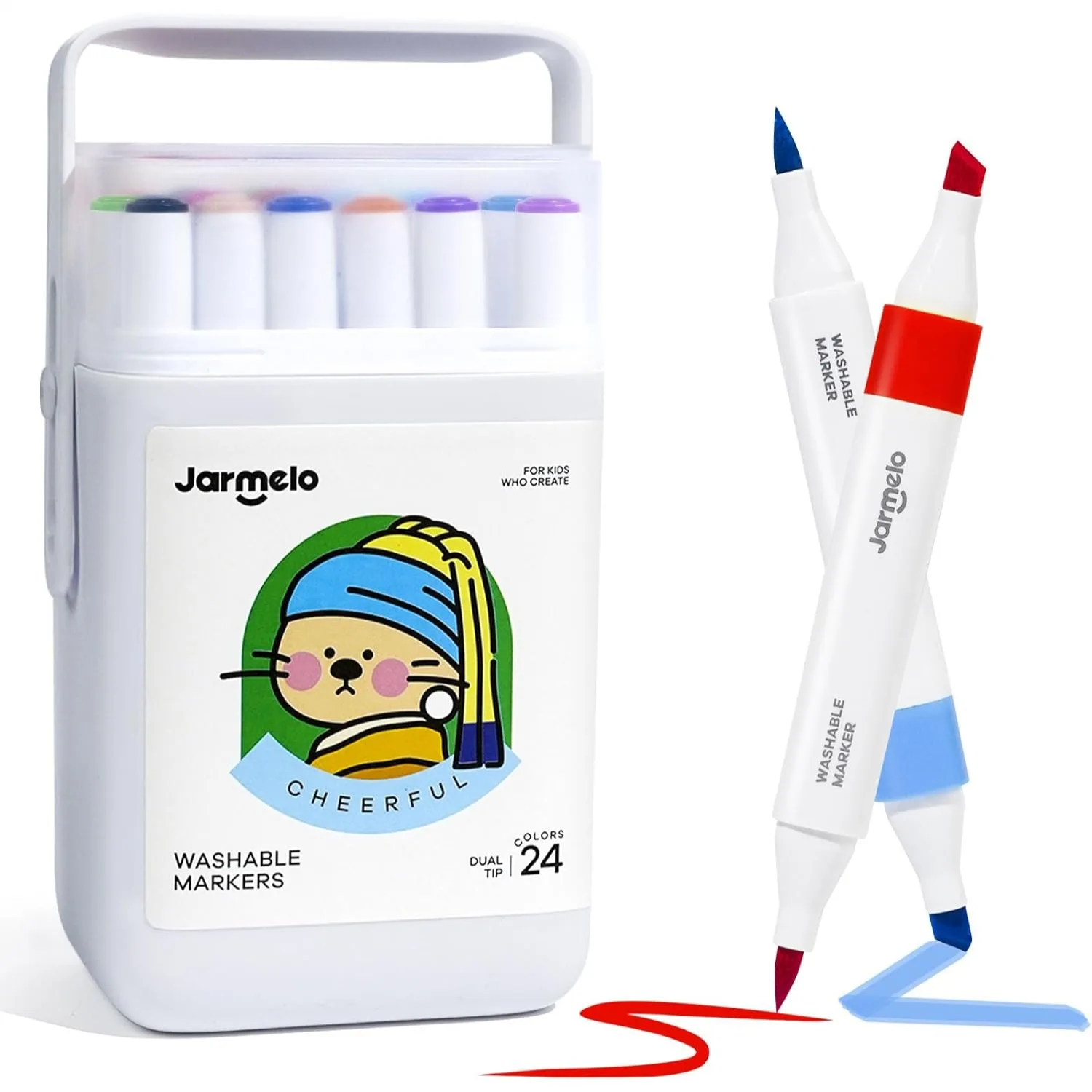 Washable Dual Tip Markers for Kids 4-8, Brush & Chisel, 24 Colors with Storage Case, Art Supplies for Boys Girls
Washable Dual Tip Markers for Kids 4-8, Brush & Chisel, 24 Colors with Storage Case, Art Supplies for Boys Girls