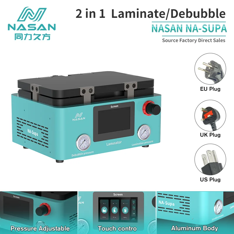 NASAN NA-SUPA 2 In 1 LCD OCA Vacuum Laminating Machine And Air Bubble Remove For 7 inch Cell Phone Flat Curved Screen Refurbish
NASAN NA-SUPA 2 In 1 LCD OCA Vacuum Laminating Machine And Air Bubble Remove For 7 inch Cell Phone Flat Curved Screen Refurbish